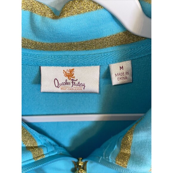 Quacker Factory Fashion Running Jacket Women's Size Medium Baby Blue Zip Front - Picture 2 of 12